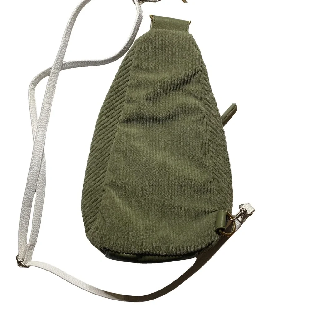 HAUTE HIPPIE Olive Corduroy Sling Backpack Crossbody Convertible Bag OS - Picture 5 of 16